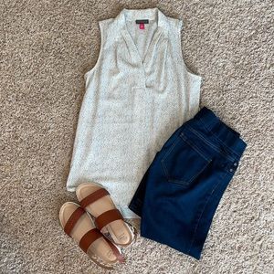White Speckled Sleeveless Shirt